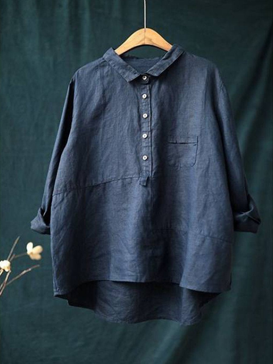 Sierra Linen Shirts – Women’s Long Sleeve Cotton Blend Top for Everyday Comfort