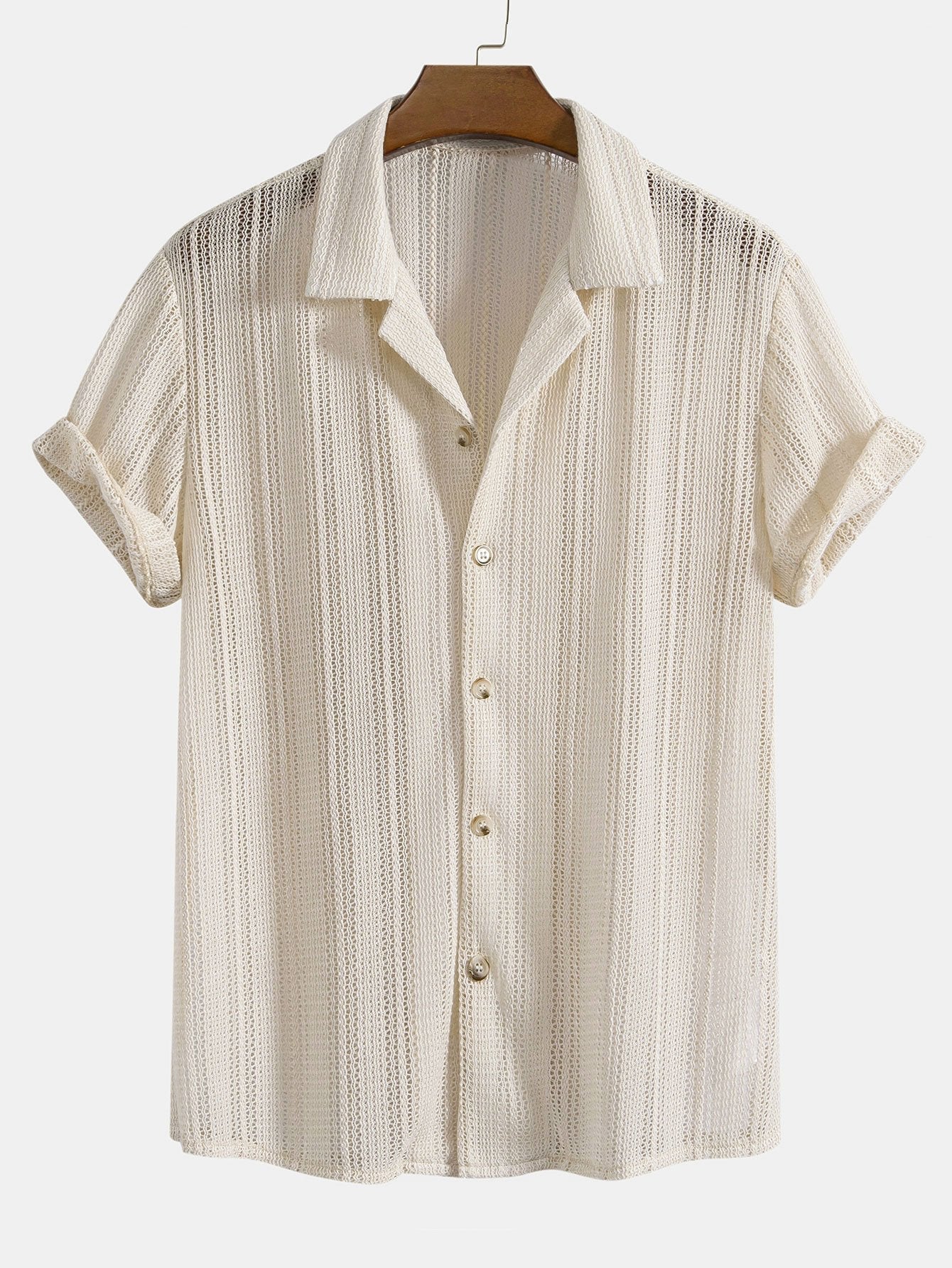 Caleb Men's Summer Shirt Set – Textured Cotton Blend for Laid-Back Style