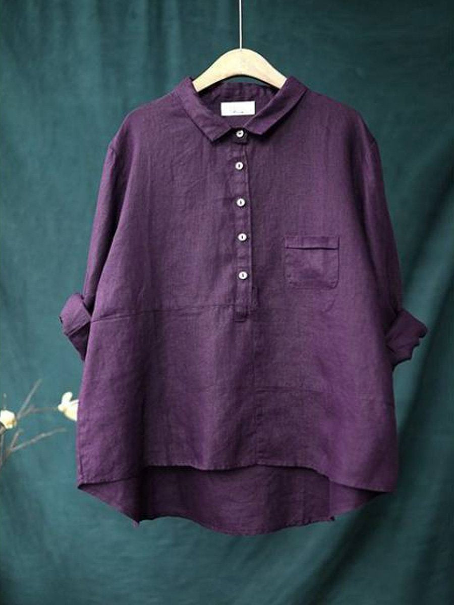 Sierra Linen Shirts – Women’s Long Sleeve Cotton Blend Top for Everyday Comfort
