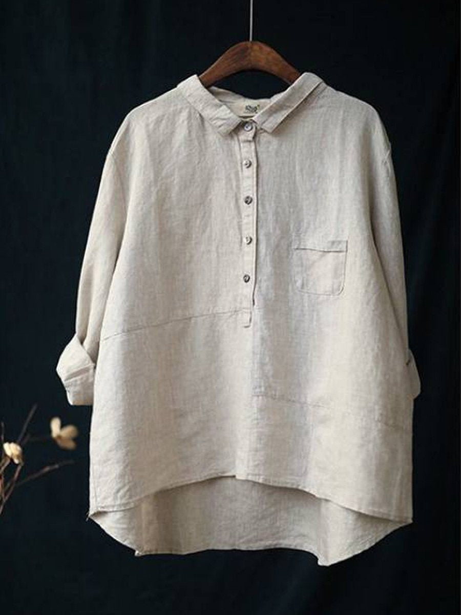Sierra Linen Shirts – Women’s Long Sleeve Cotton Blend Top for Everyday Comfort