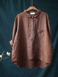Sierra Linen Shirts – Women’s Long Sleeve Cotton Blend Top for Everyday Comfort