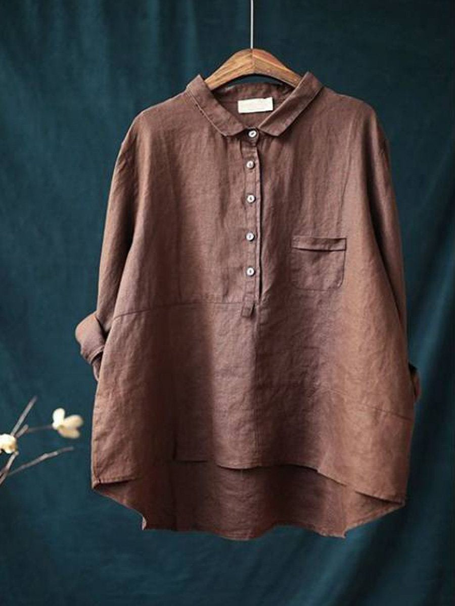 Sierra Linen Shirts – Women’s Long Sleeve Cotton Blend Top for Everyday Comfort