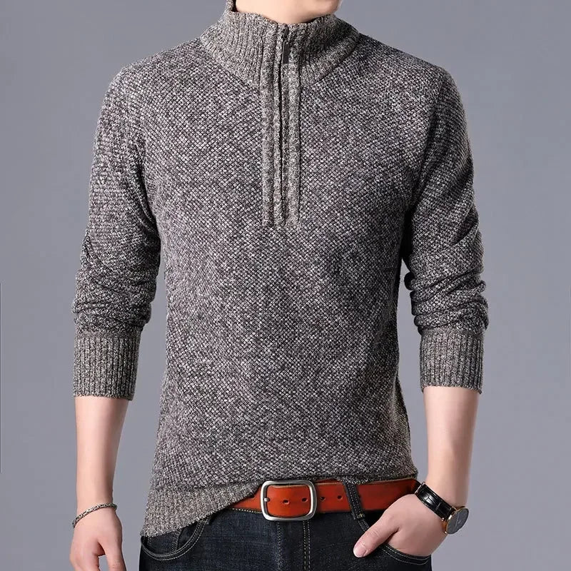 Dante Men’s Half Zip Sweater – Textured Knit Pullover for Smart Casual Comfort