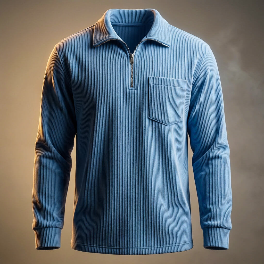 Lucien Corduroy Quarter Zip Polo Shirt – Soft Premium Layering Top
