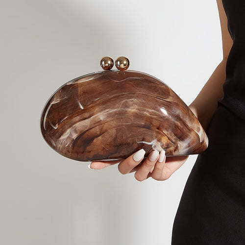 Aria Acrylic Women's Clutch Bag – Marble Finish Evening Handbag