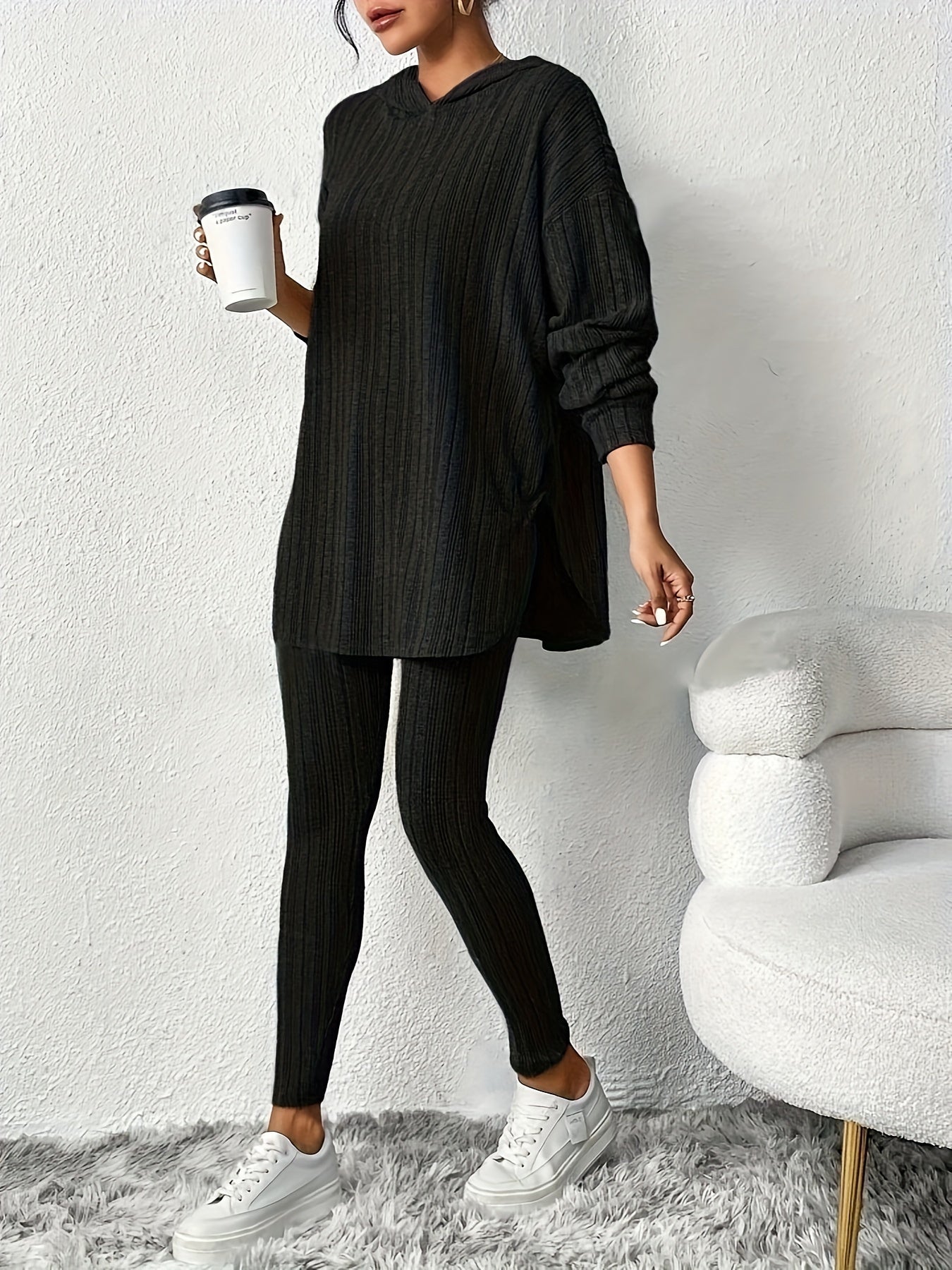 Camelia Women’s Lounge Set – Ribbed Soft Stretch-Knit Two-Piece Outfit