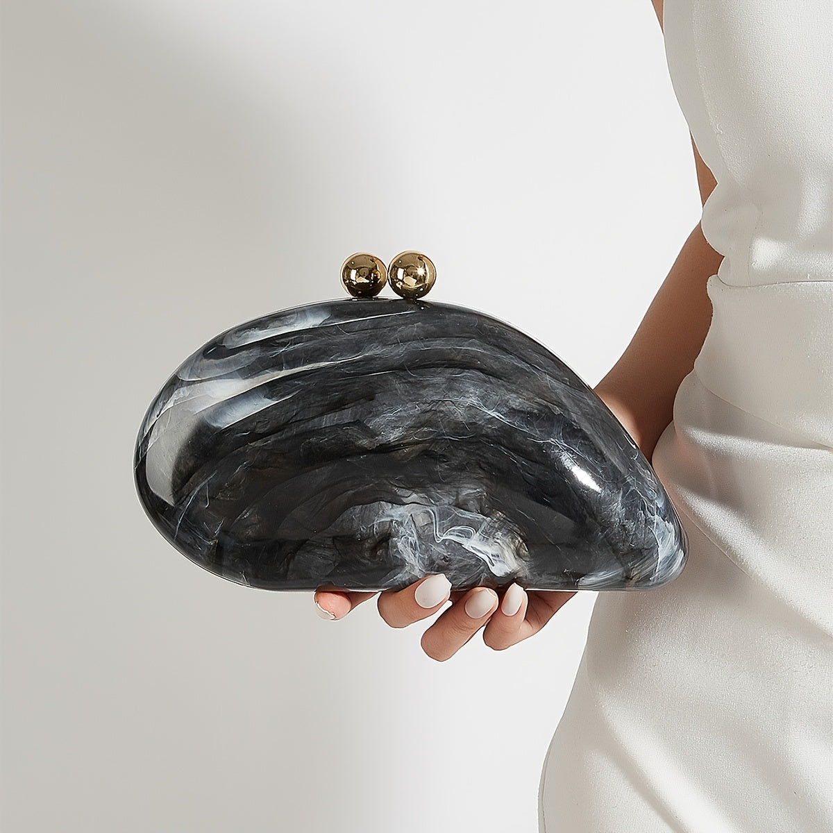 Aria Acrylic Women's Clutch Bag – Marble Finish Evening Handbag