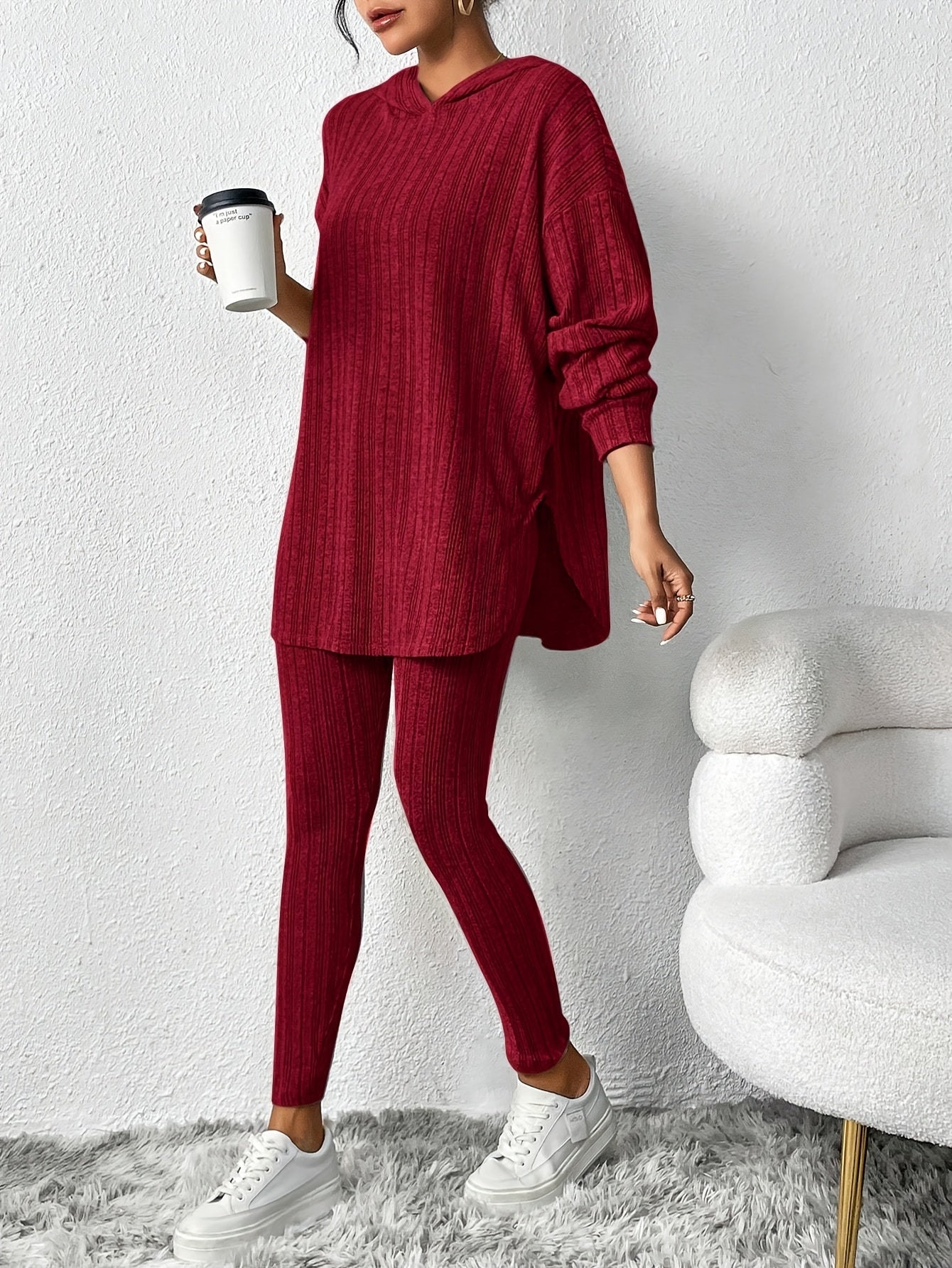 Camelia Women’s Lounge Set – Ribbed Soft Stretch-Knit Two-Piece Outfit