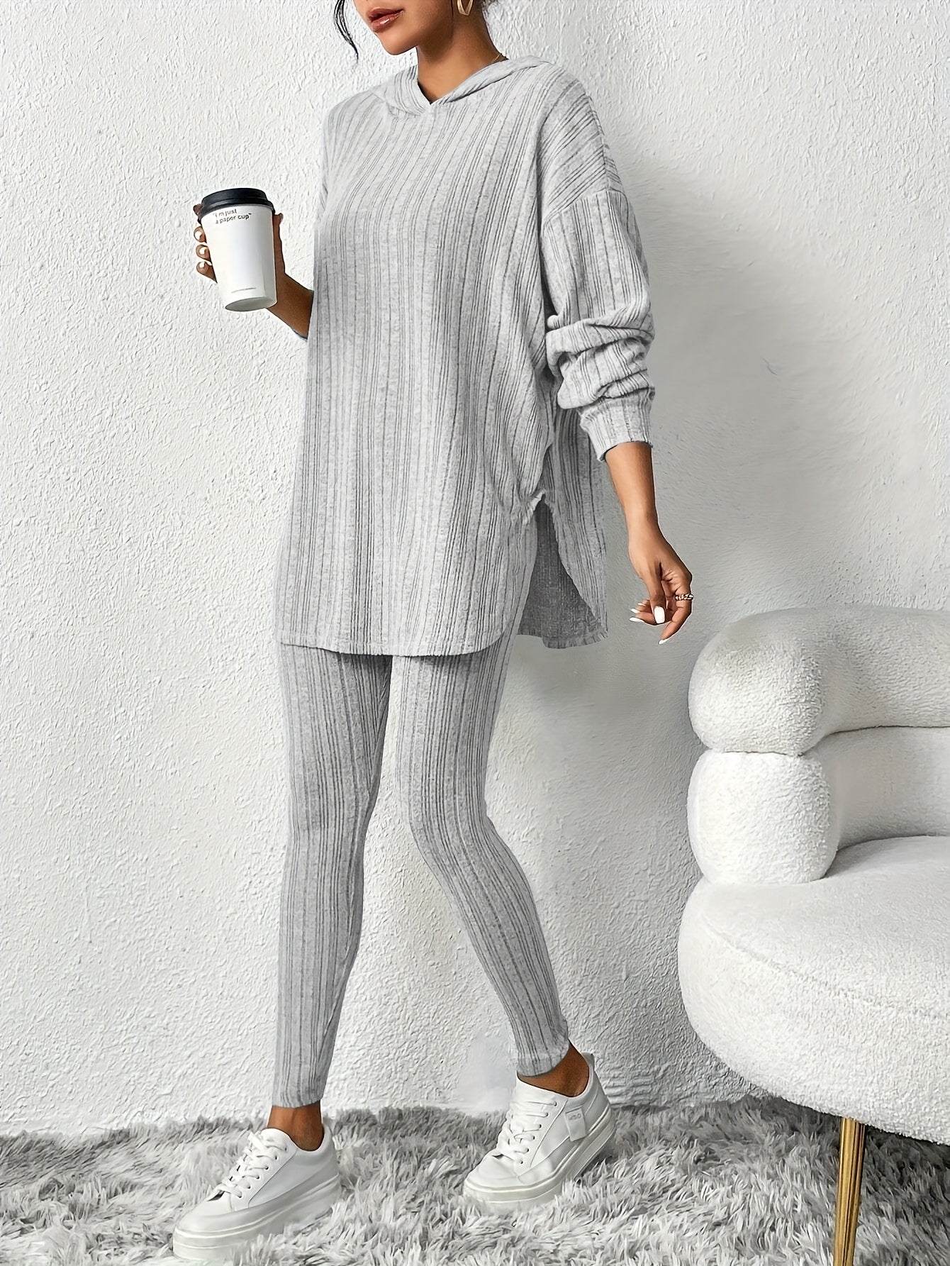 Camelia Women’s Lounge Set – Ribbed Soft Stretch-Knit Two-Piece Outfit