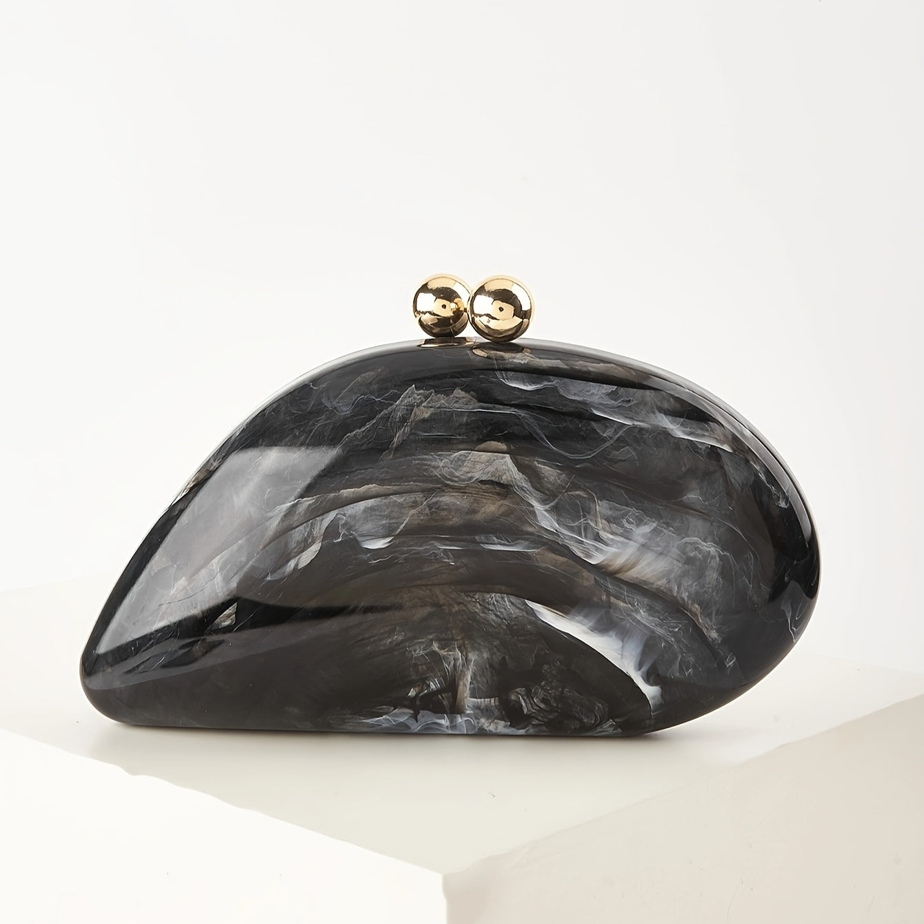 Aria Acrylic Women's Clutch Bag – Marble Finish Evening Handbag
