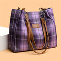 Eleanor Plaid Shoulder Tote Bag – Structured Canvas Carryall