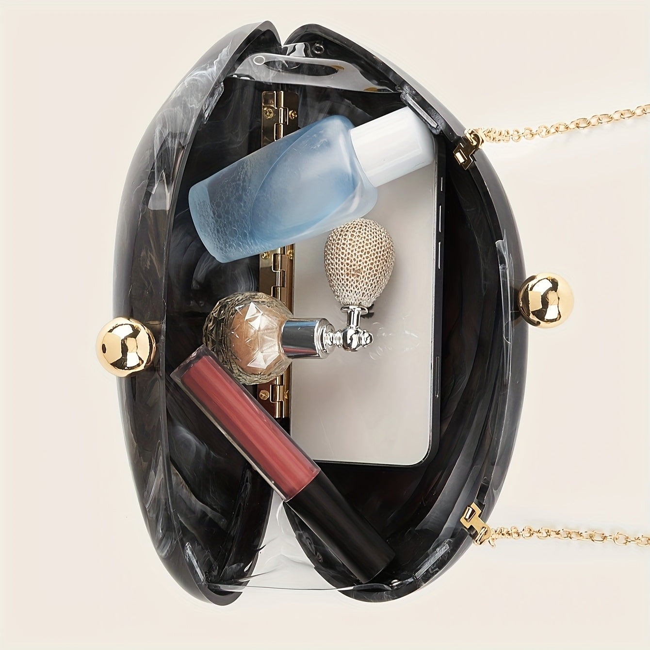 Aria Acrylic Women's Clutch Bag – Marble Finish Evening Handbag