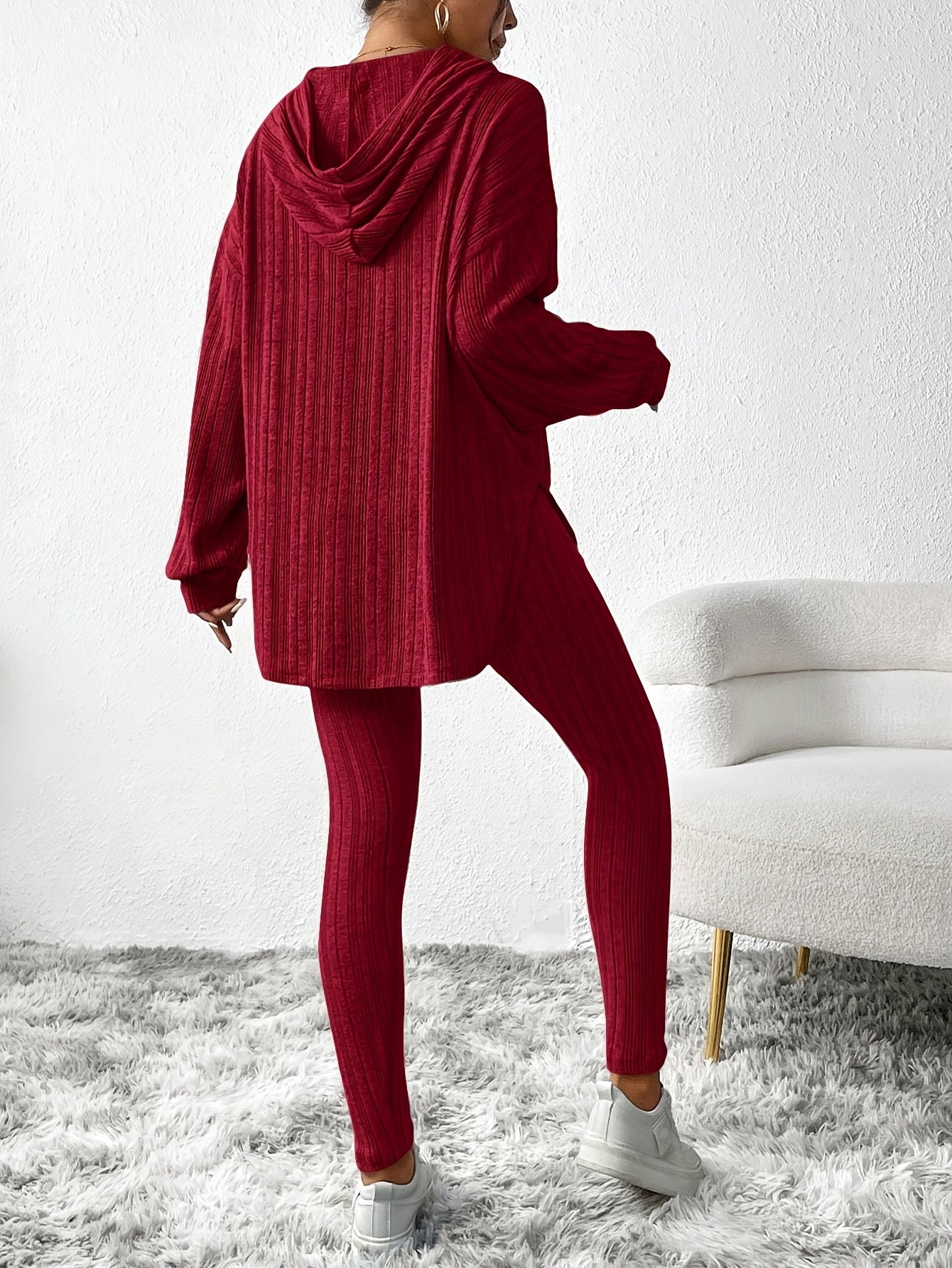 Camelia Women’s Lounge Set – Ribbed Soft Stretch-Knit Two-Piece Outfit