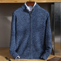 Esteban Men’s Zip Sweater – Merino Wool with Waffle-Knit Texture