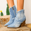 Luca Denim Block Heel Boots