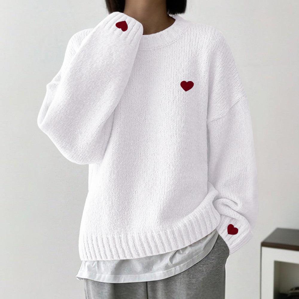 Camille Round Neck White Sweater