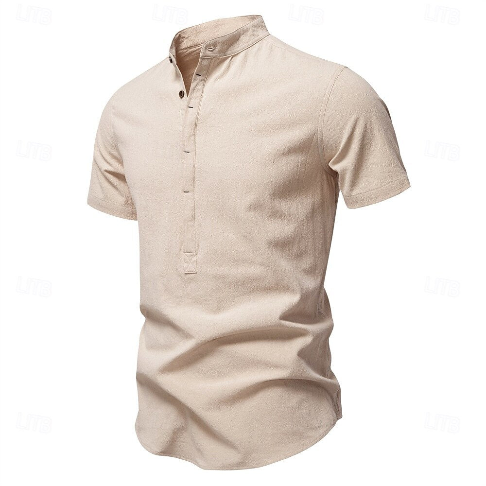 Jasper Cotton Band Collar Shirt
