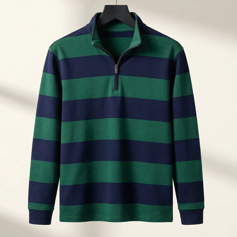 Roven Men’s Quarter-Zip Sweater – Medium-Weight Cotton Knit Pullover