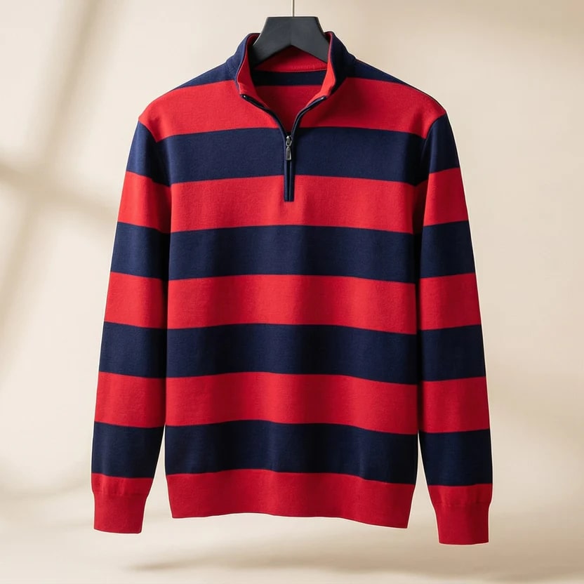 Roven Men’s Quarter-Zip Sweater – Medium-Weight Cotton Knit Pullover
