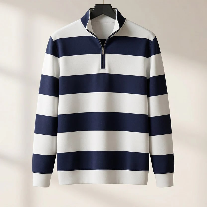 Roven Men’s Quarter-Zip Sweater – Medium-Weight Cotton Knit Pullover