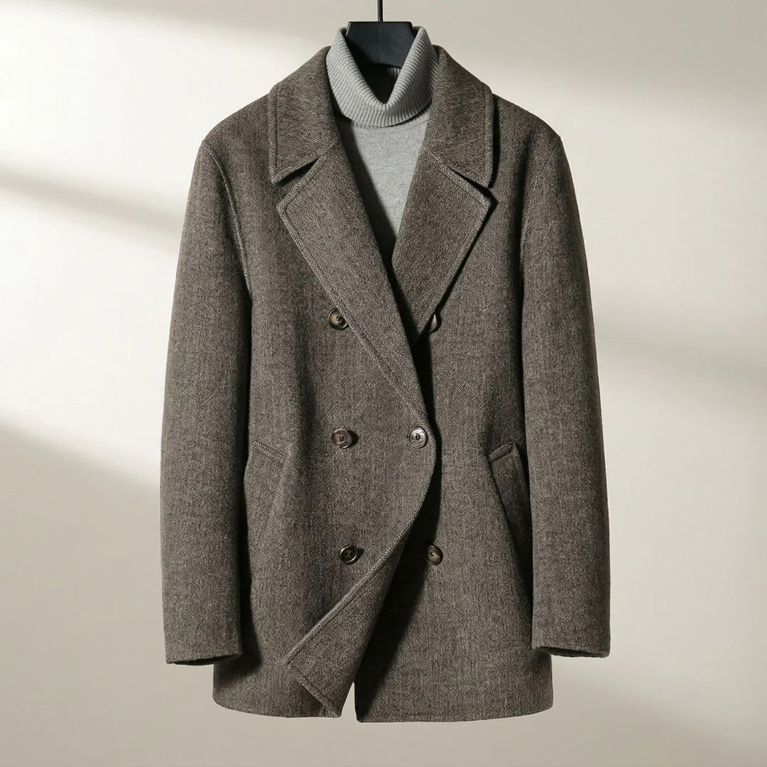 Soreno Men’s Coat – Double Breasted Wool Coat