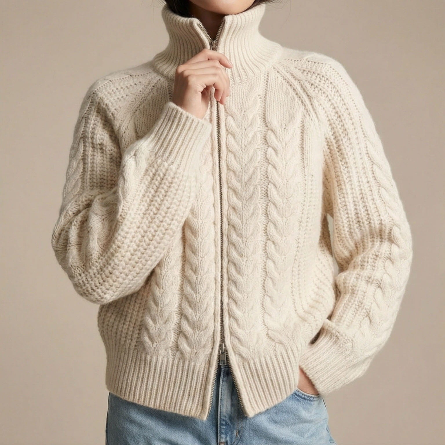 Sienna Women’s Wool Zip Knit Cardigan