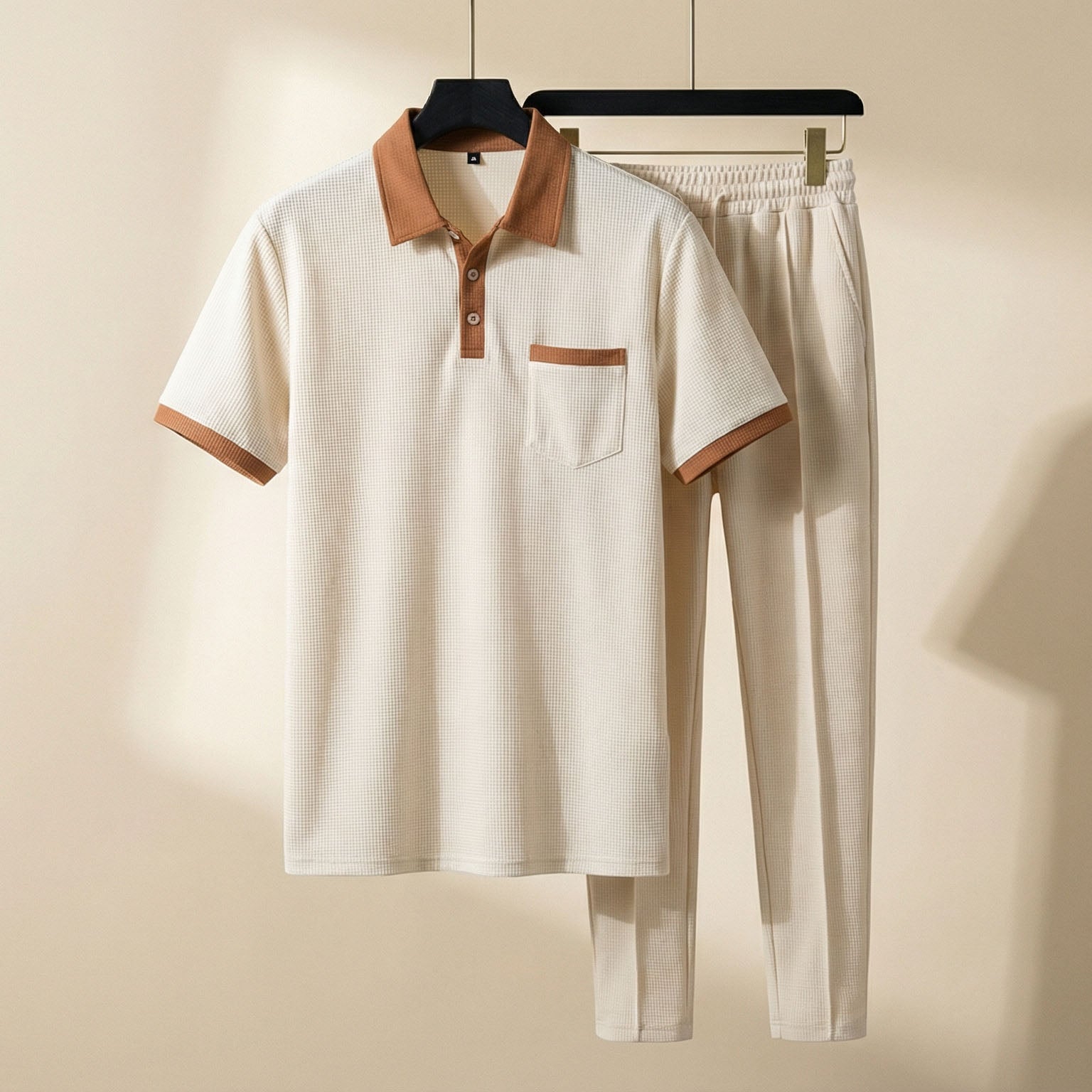 Matteo Men's Cotton Lounge Set – Polo Shirt and Trousers Two Piece Set