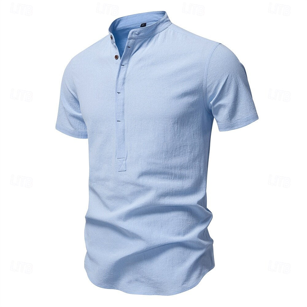 Jasper Cotton Band Collar Shirt
