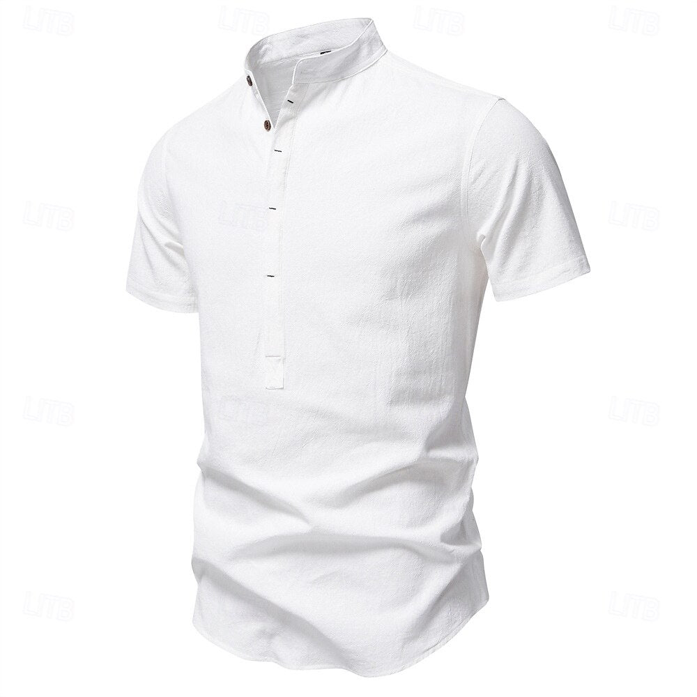 Jasper Cotton Band Collar Shirt