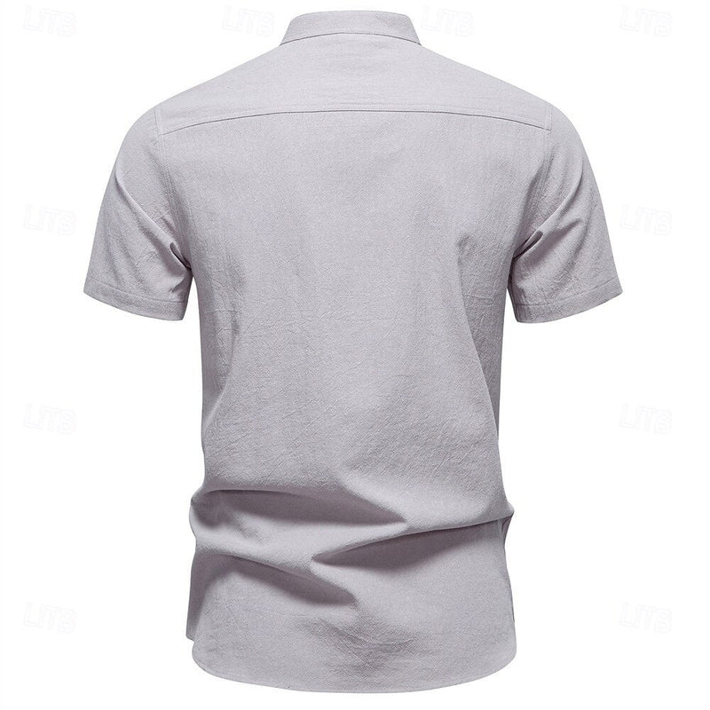 Jasper Cotton Band Collar Shirt