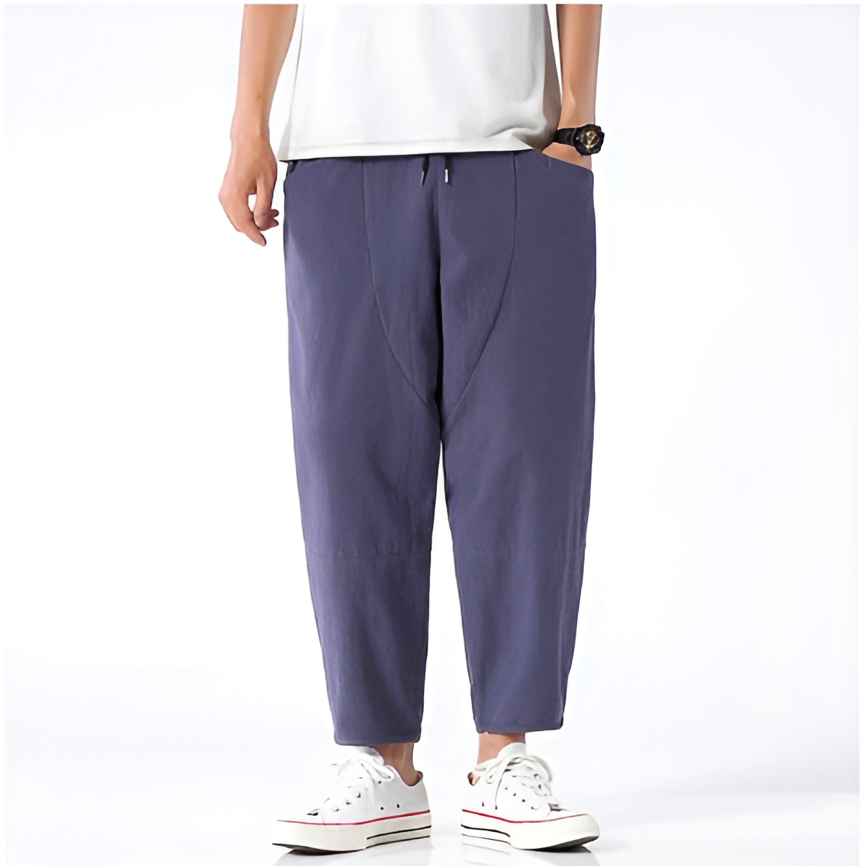 Santino Cropped Linen Pants – Men’s Slim Tapered Trousers for Warm Weather