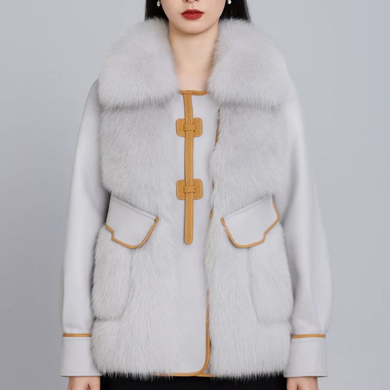 Almana Women’s Plush Fur Coat – Luxurious Winter Jacket with Toggle Closure