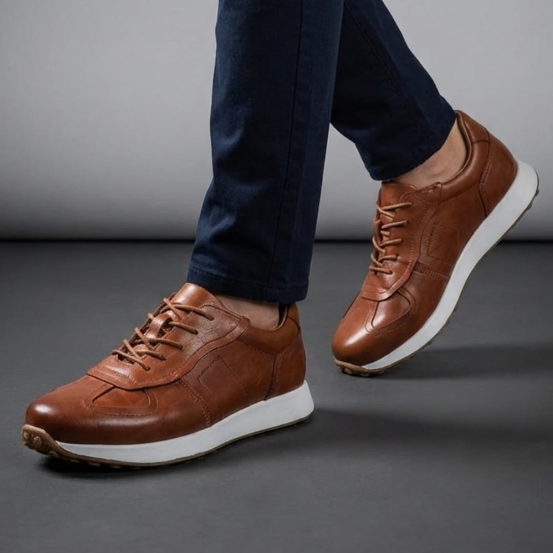 Westfield Italian Cowhide Leather Sneakers — Hand-Stitched Cushioned Casual Footwear