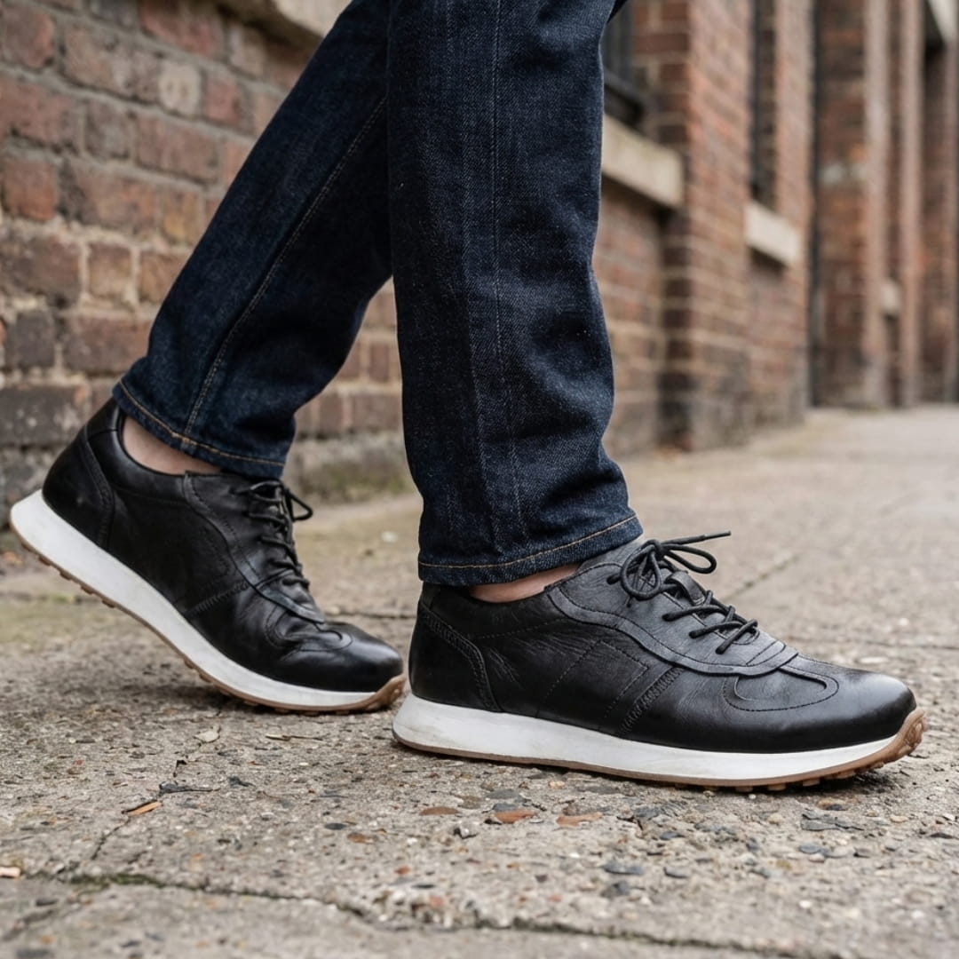 Westfield Italian Cowhide Leather Sneakers — Hand-Stitched Cushioned Casual Footwear