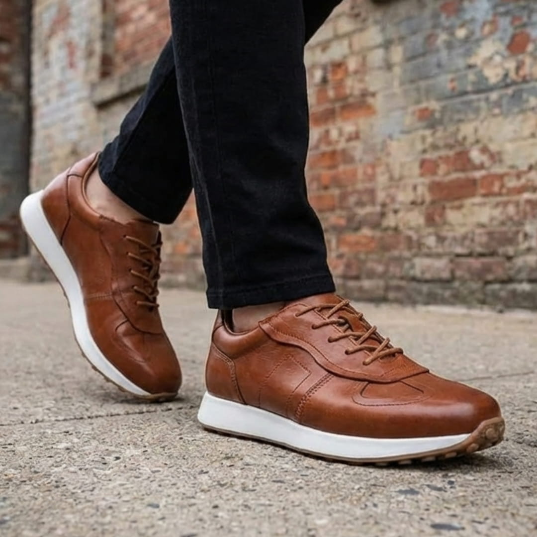Westfield Italian Cowhide Leather Sneakers — Hand-Stitched Cushioned Casual Footwear