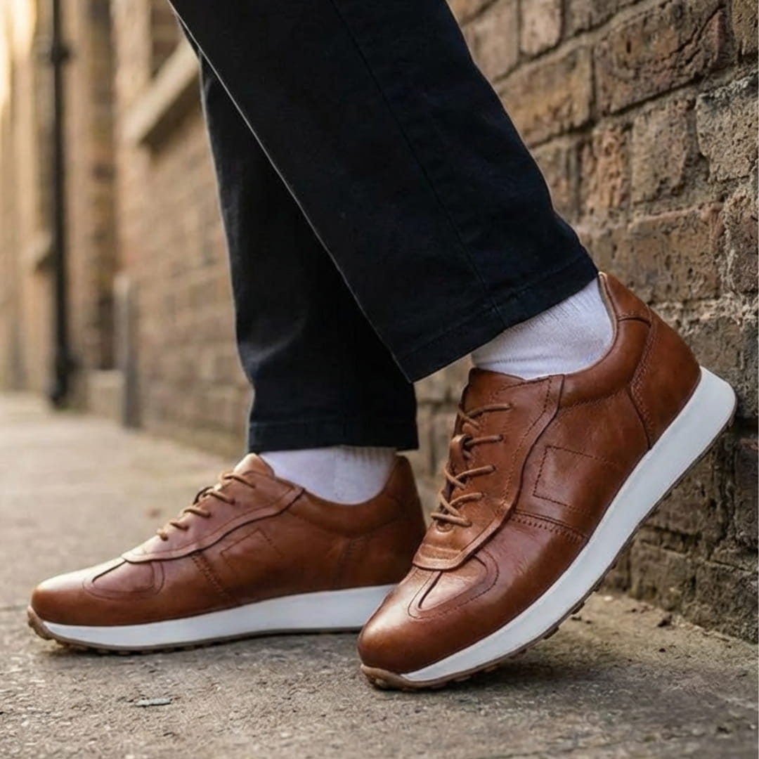 Westfield Italian Cowhide Leather Sneakers — Hand-Stitched Cushioned Casual Footwear