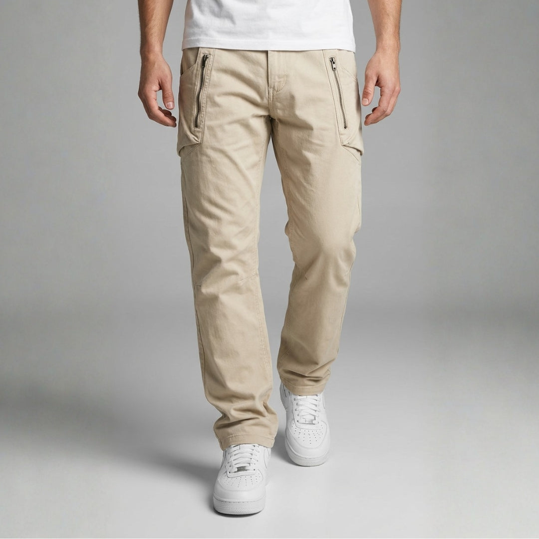 Alaric Cotton Cargo Pants — Slim Fit Utility Casual Trousers