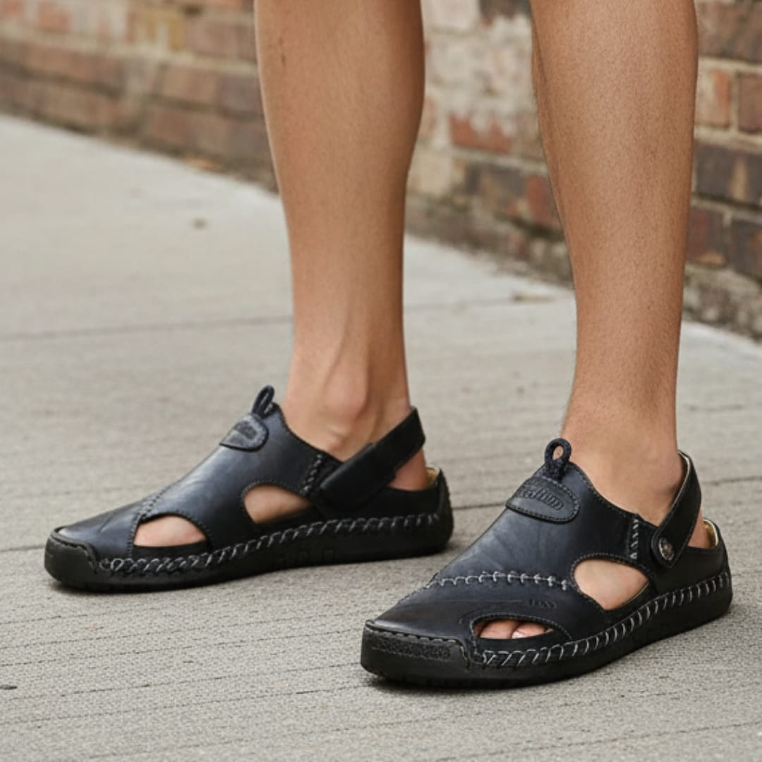 Giovanni Genuine Leather Sandals — Hand-Stitched Casual Summer Footwear