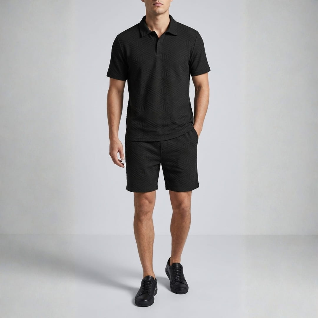 Kenneth Textured Summer Two-Piece Set — Casual Shirt Shorts Outfit Set