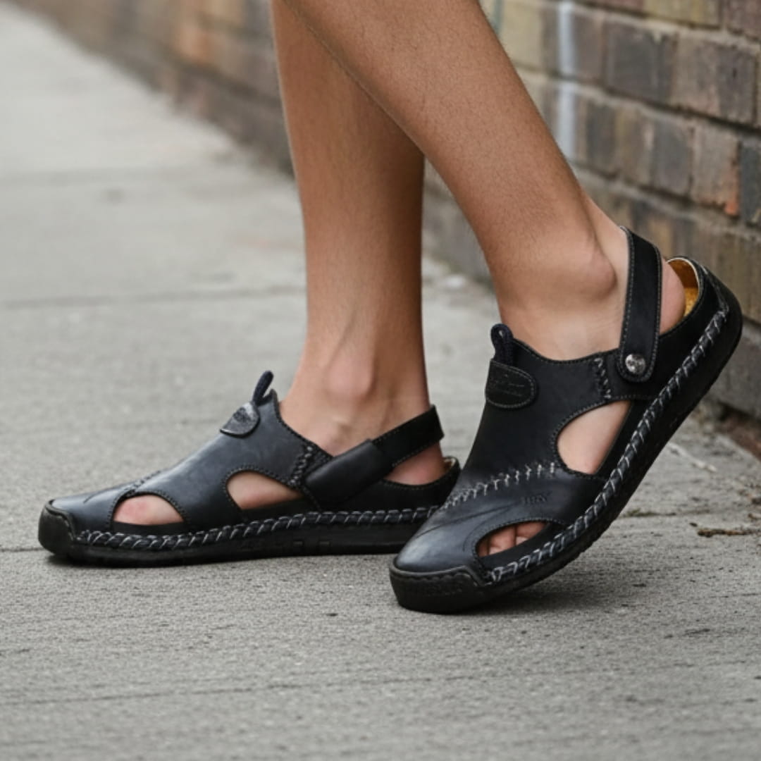 Giovanni Genuine Leather Sandals — Hand-Stitched Casual Summer Footwear