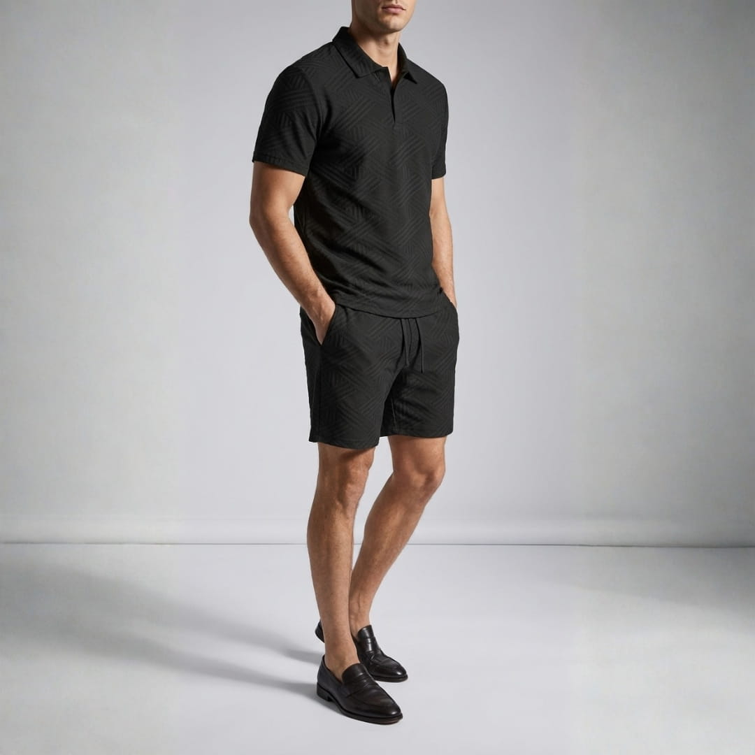 Kenneth Textured Summer Two-Piece Set — Casual Shirt Shorts Outfit Set