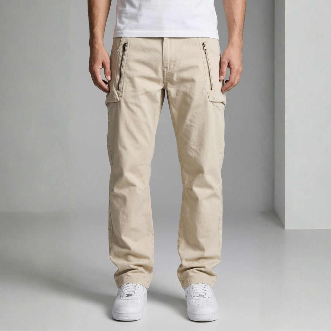 Alaric Cotton Cargo Pants — Slim Fit Utility Casual Trousers