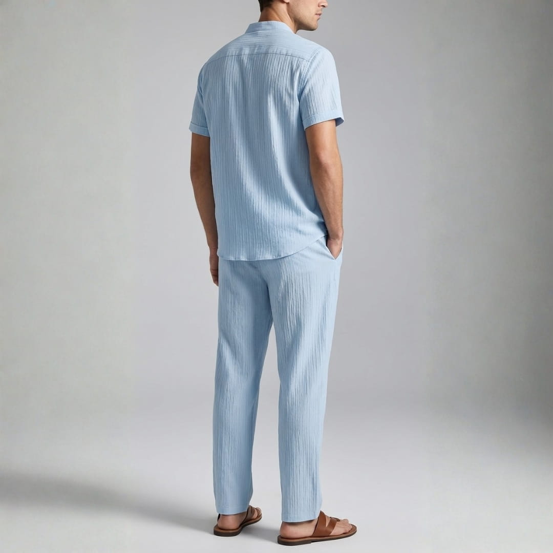 Trevor Premium Textured Summer Set — Lightweight Casual Shirt-Pants Outfit Set