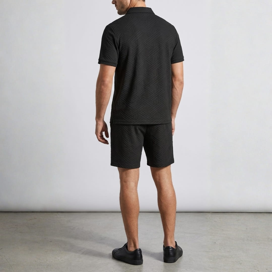 Kenneth Textured Summer Two-Piece Set — Casual Shirt Shorts Outfit Set