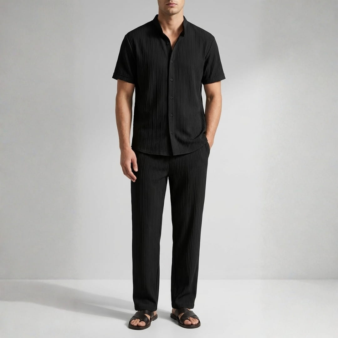 Trevor Premium Textured Summer Set — Lightweight Casual Shirt-Pants Outfit Set