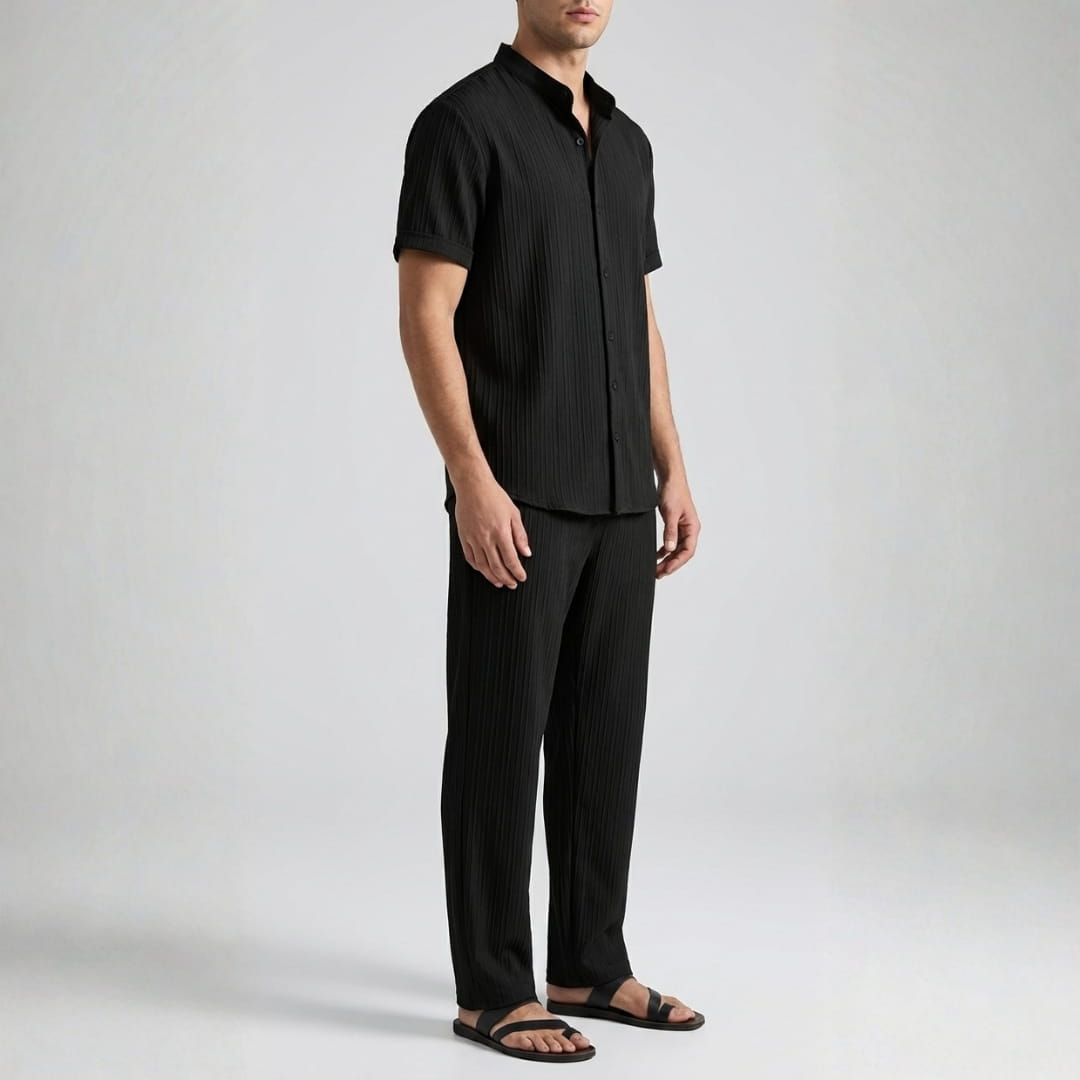 Trevor Premium Textured Summer Set — Lightweight Casual Shirt-Pants Outfit Set