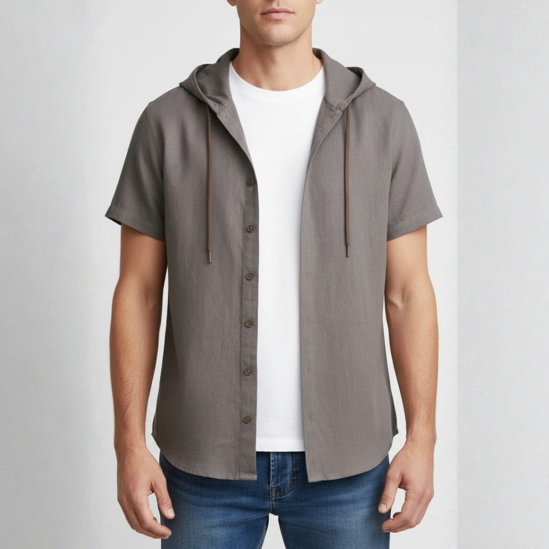 Mannuel Cotton Linen Hoodie Shirt — Relaxed Fit Soft Casual Layer