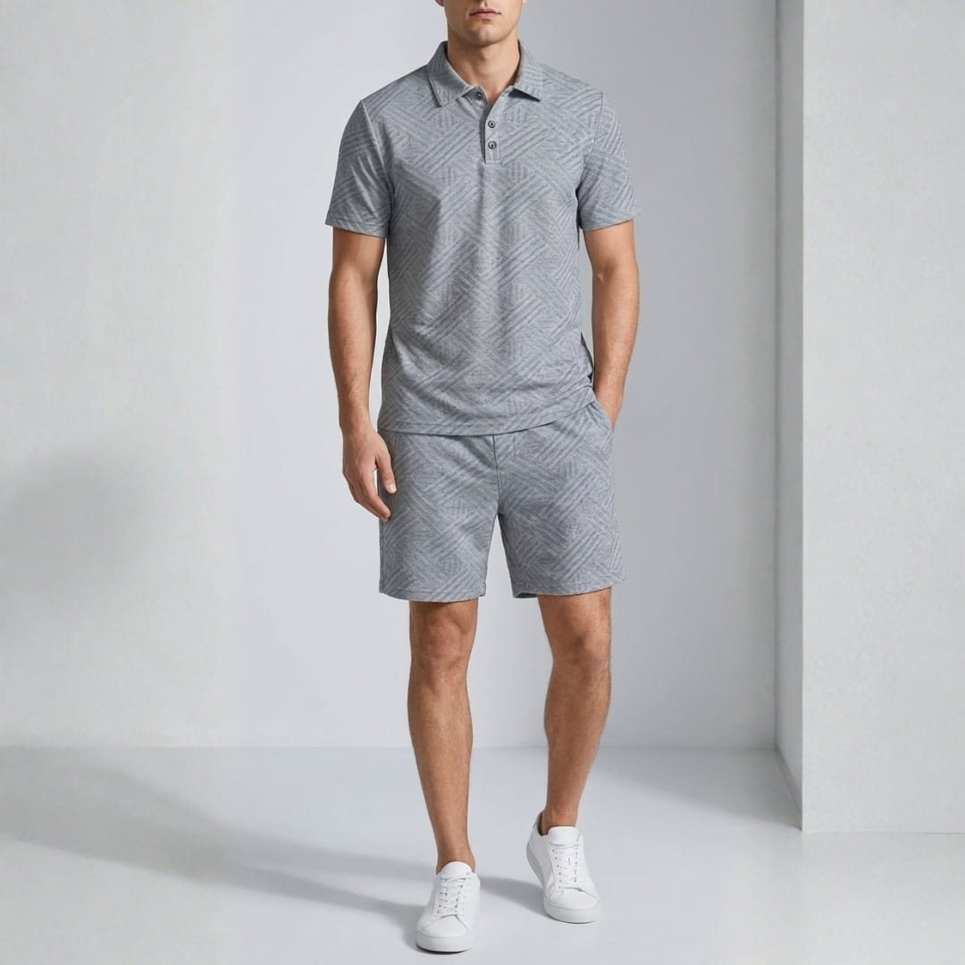 Kenneth Textured Summer Two-Piece Set — Casual Shirt Shorts Outfit Set