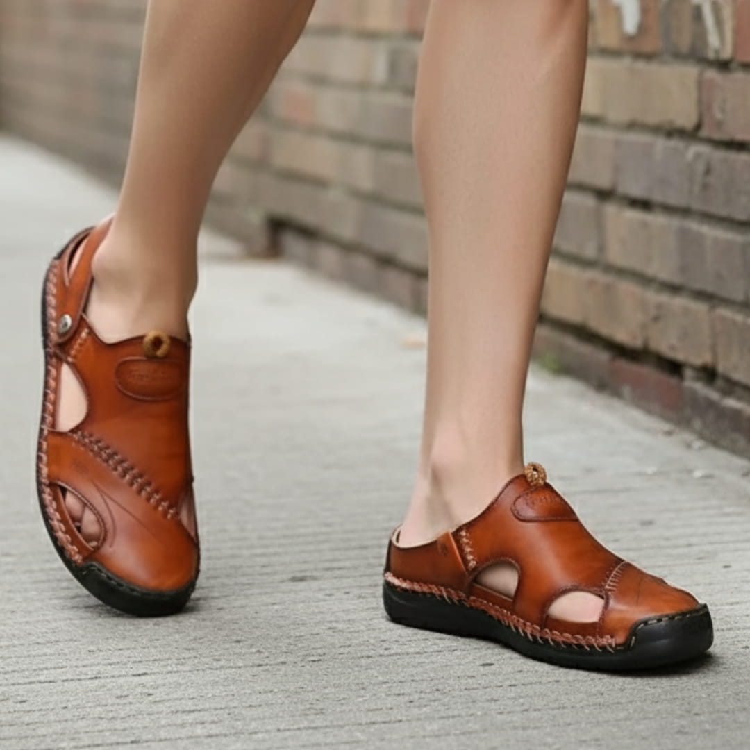Giovanni Genuine Leather Sandals — Hand-Stitched Casual Summer Footwear