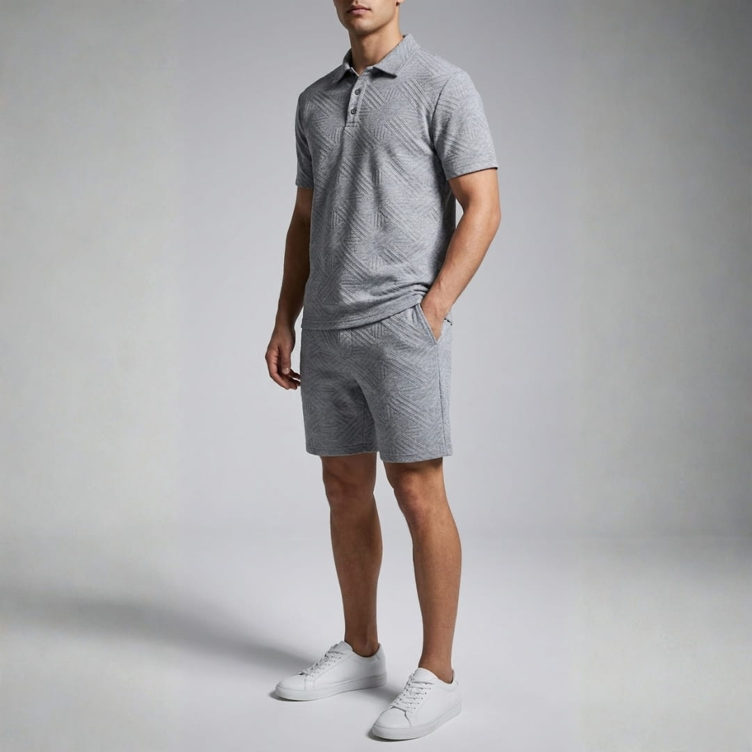 Kenneth Textured Summer Two-Piece Set — Casual Shirt Shorts Outfit Set